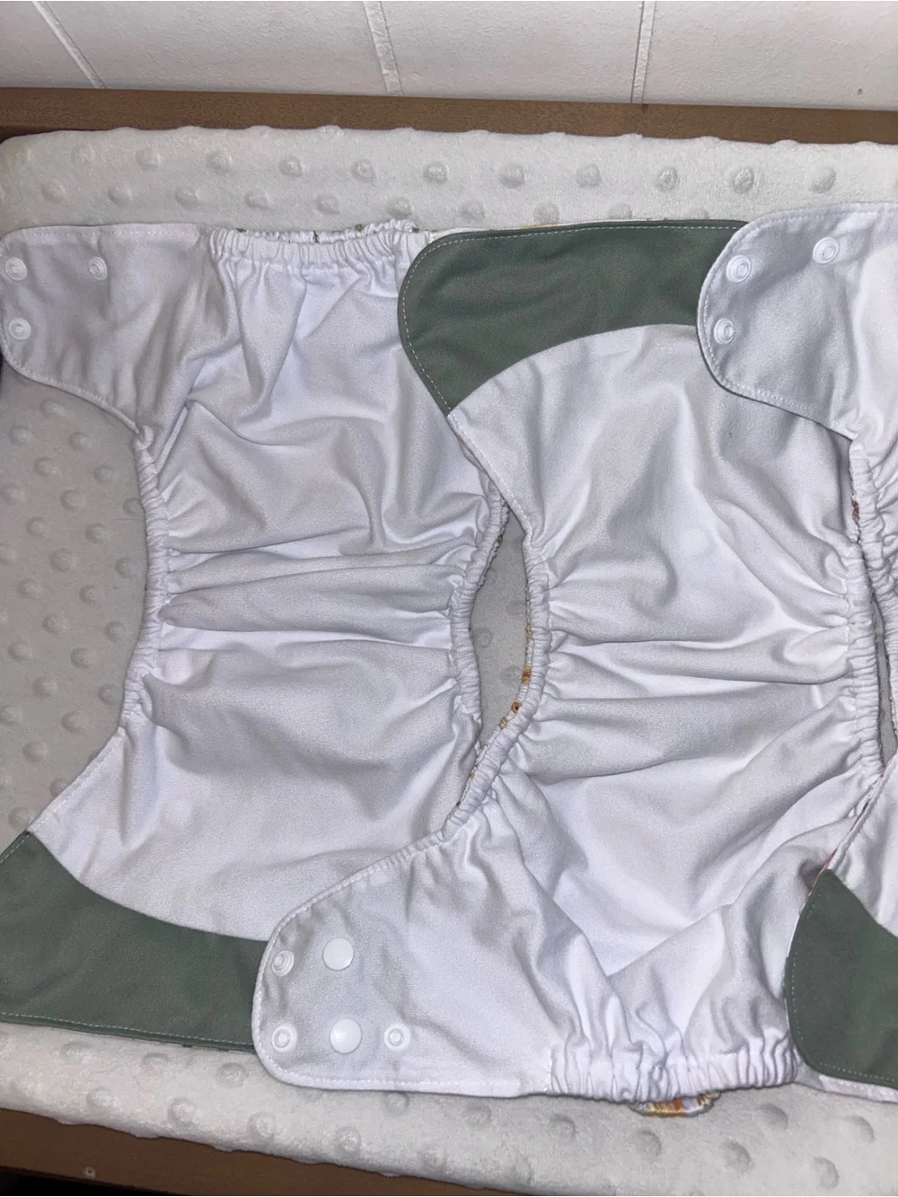 Olive Green & White Baby Cloth Diaper Cover with Animal Print
